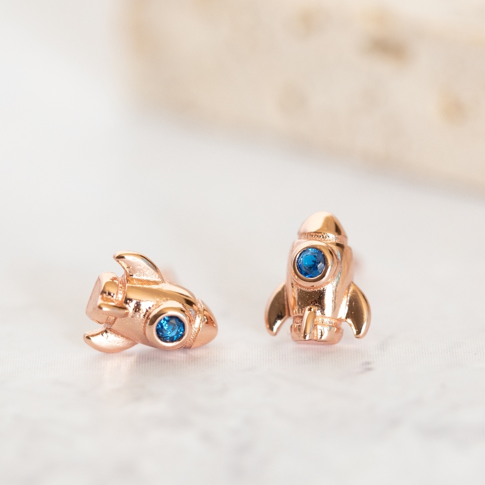 Rose Gold Rocketship Studs (S925) - Only 2 left!